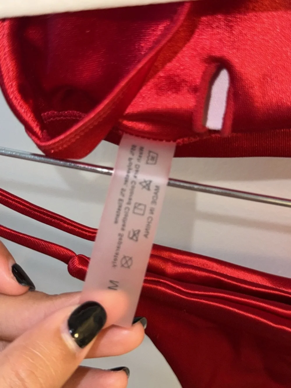 SHEIN Red Satin Triangle Bikini Set